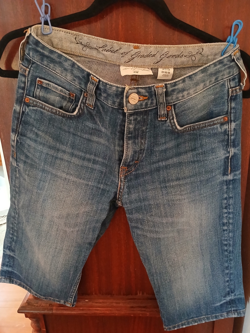 Girls-Kids Mid-Blue Denim Bermuda Shorts